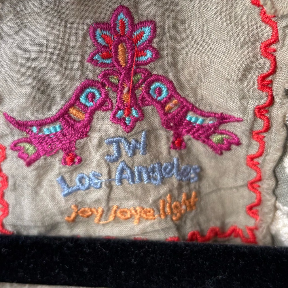 Johnny Was LA Tasya Bolero Olive Embroidered Linen Cropped Cardigan Size M - Picture 5 of 16